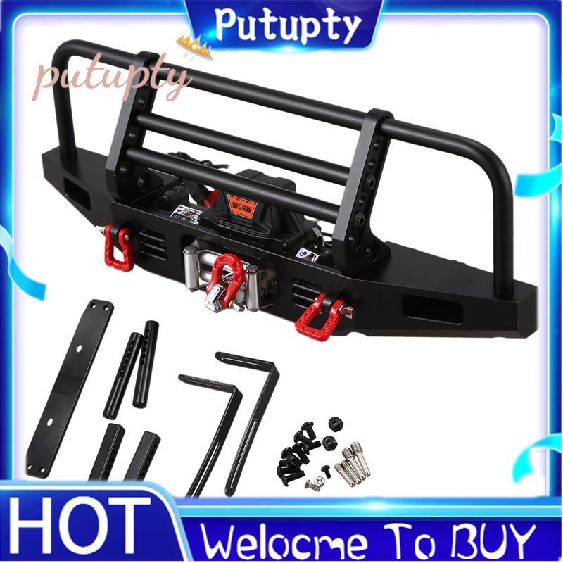 กันชนหน้าโลหะพร้อมระบบรีโมทคอนโทรล Winch สําหรับ 1/10 RC Crawler TRX4 SCX10 & SCX10 II 90046