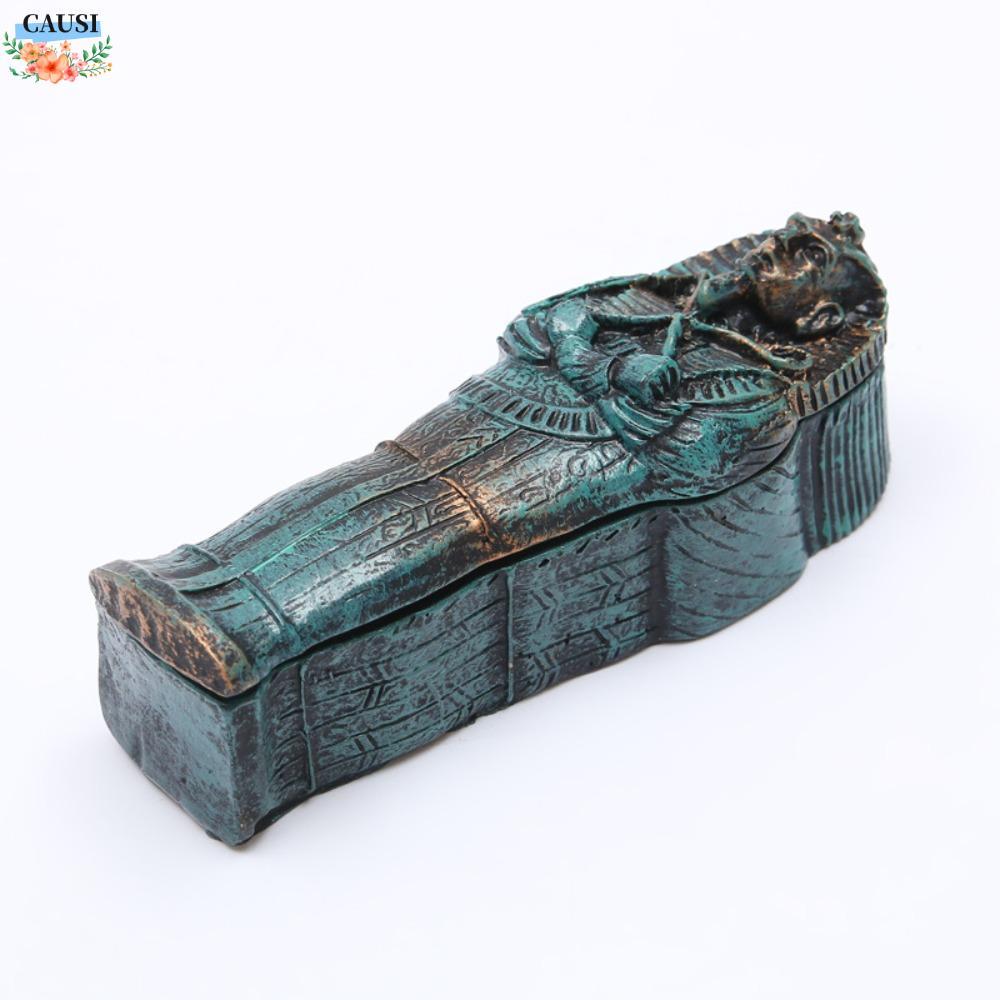 CAUSI อียิปต์ Mummy Coffin เครื่องประดับ,เรซิ่น 4.92 X 1.77x1.73in Mini เรซิ่น Mummy Decor, Complete
