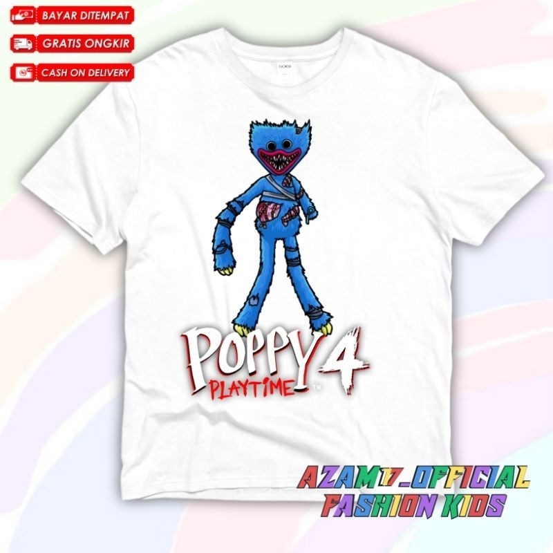 ‍️  เสื้อยืดเด็ก POPPY PLAYTIME HUGGY WUGGY  ใหม่ INJURED HUGGY CHILDRENS TSHIRT 100-150