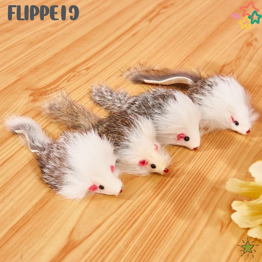 FLIPPE1J 5 ชิ้น Plushie เมาส์ของเล่น, จําลองหนูใยสังเคราะห์ Plush Cat ของเล่นเมาส์, ขนยาว 2 สี Inter