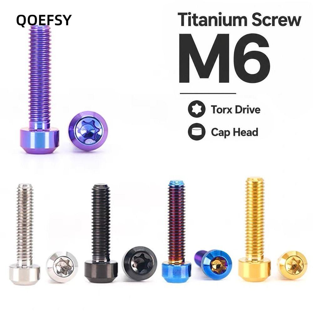 QOEFSY Torx Bolt, Torx Drive M6 Titanium Screw, ทนทาน Six-Lobe Head Titanium Fastener Screw การปรับเ