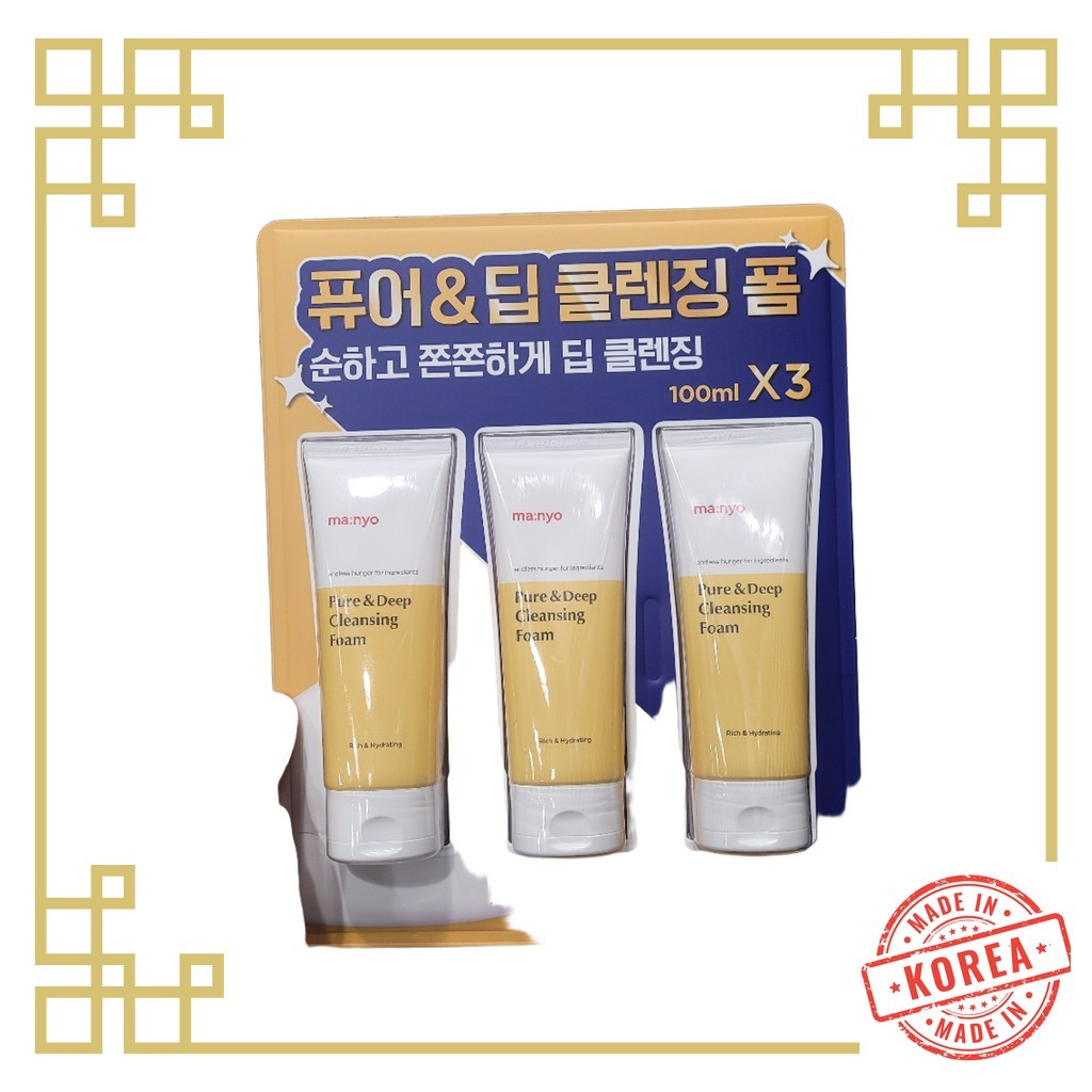 [ma:nyo] โฟมล้างหน้า Pure & Deep 100ml ชุด 3 / โฟมล้างหน้าเกาหลี / สูตร Deep Clean by alltea