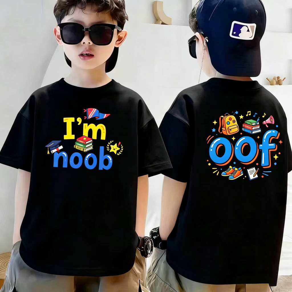 【เปิดเทอม】เสื้อยืดเด็ก I'm Noob ลายเท่ เสื้อแขนสั้นแฟชั่น เสื้อเด็กใส่สบาย ผ้านุ่ม สำหรับเด็ก 1-12 ป
