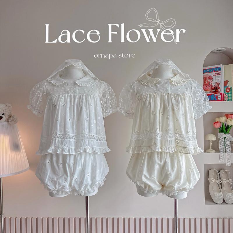 มีขายแยก !! มีแยกขาย !! (อ่านก่อนกด) (ดูรูปก่อนกด) Lace Flower  เสื้อแขนตุ๊กตา กางเกงฟักทอง น่ารัก