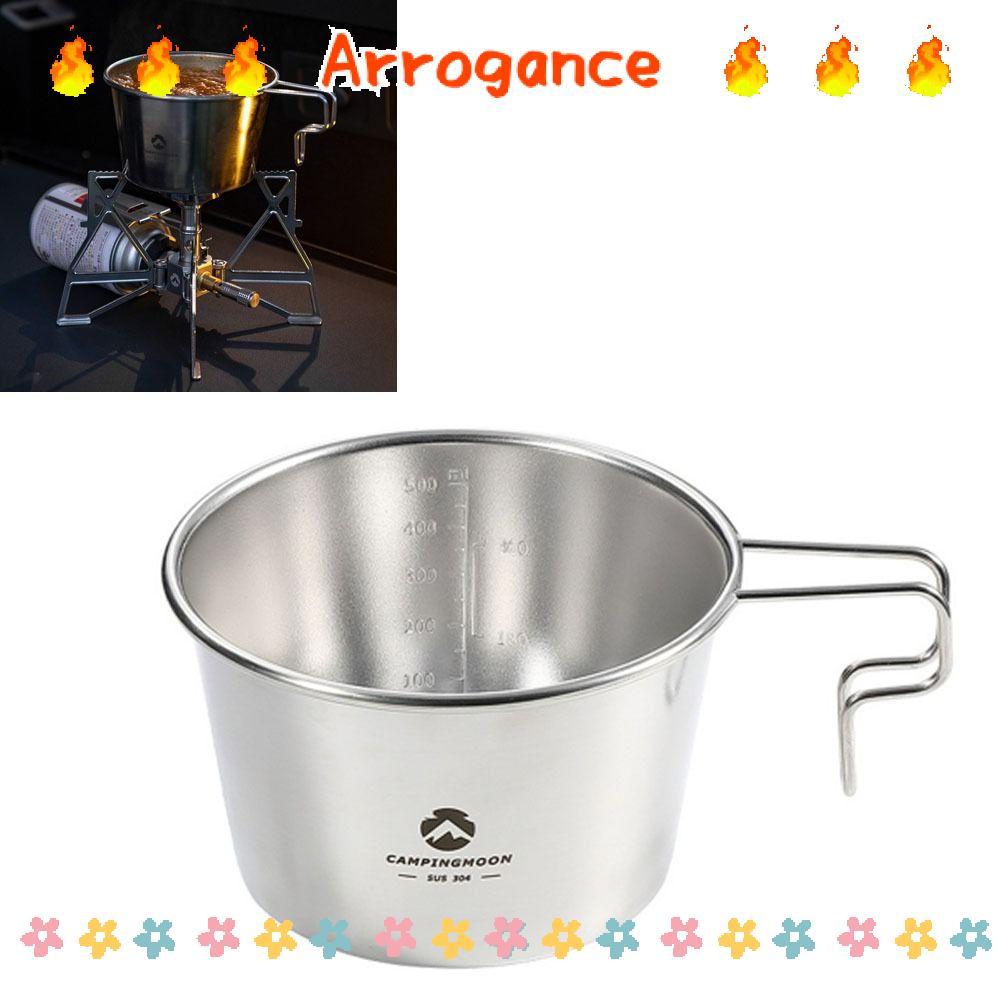 ARROGANCED Sierra Cup, With Handle 600ml/20.29oz Stainless Steel Sierra Cup, Durable Silver Deep Sie
