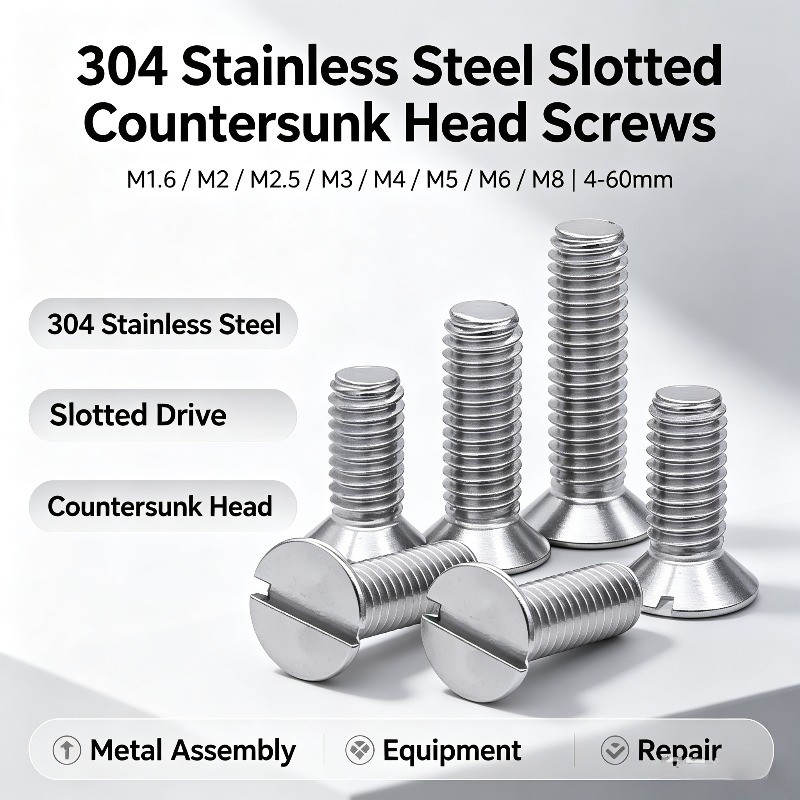 GB68 304 สแตนเลส one-word slot consunk หัวสกรู slotted สกรูหัวแบน M1.6-M8HJX