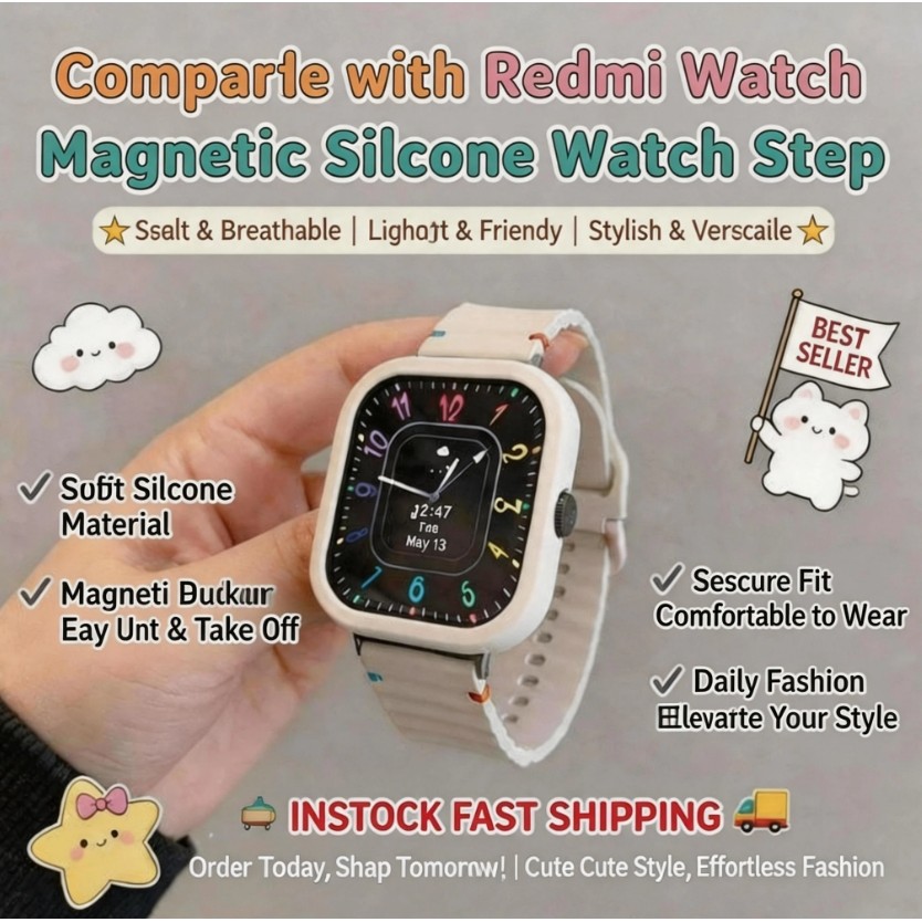 ใช้ได้กับ Redmi Watch 6 5 4 5 Active 5lite 6Active 6Lite สายซิลิโคนเย็บ + พอร์ตเปลือกนิ่มสายรัดข้อมือสายเปลี่ยนนาฬิกา 3 Redmi Watch 2Lite