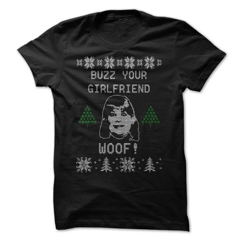 เสื้อยืดลาย "Buzz Your Girlfriend WOOF" สำหรับแฟนภาพยนตร์ "Home Alone" ในช่วงคริสต์มาส
