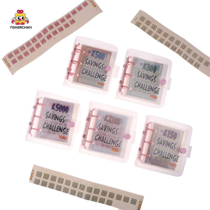 FG Saving Challenge Mini Binder .150/300/500/2100/5000 เงิน Saving Binder 3 หลุม PVC Binder โน้ตบุ๊ค