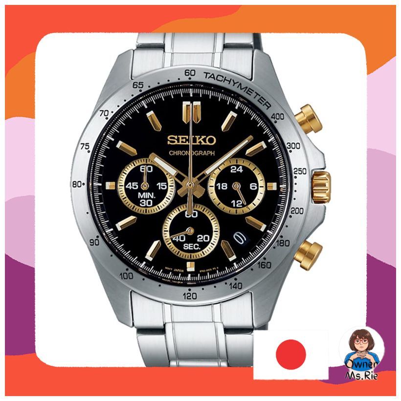 [SEIKO] SEIKO 1/5 Second Chronograph Quartz Men's Watch SBTR015 Black × Gold [Official Domestic Mode