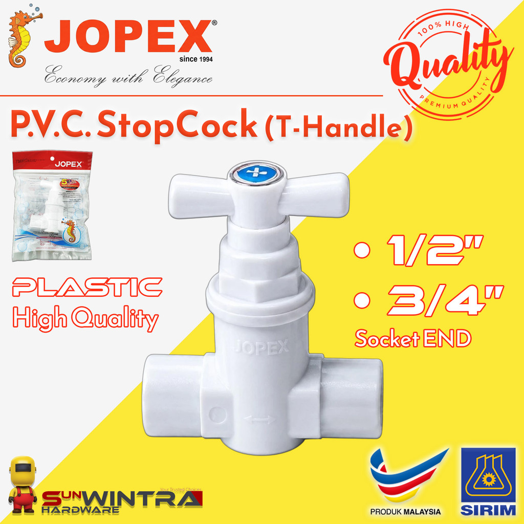 SW JOPEX PVC StopCock PC StopValve (ที่จับ T) Stopcock 15mm ½" / 20mm ¾"