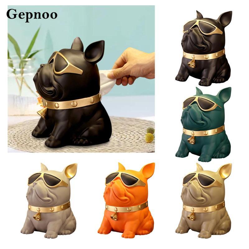 [Gepnoo] กล่องกระดาษทิชชูสุนัขกล่องเก็บของตกแต่งบ้านโมเดิร์นโต๊ะเรซิ่นประติมากรรมสุนัขสําหรับ Dresser, โต๊ะกาแฟ