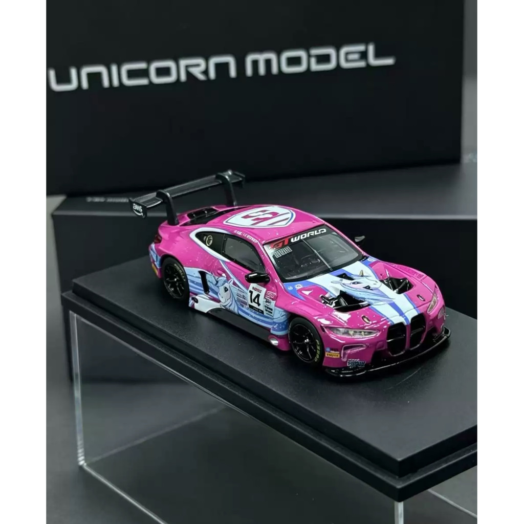 [Ready Stock] Ready Stock โมเดลยูนิคอร์น 1/64 BMW M4 GT3 Pink Unicorn Coating Alloy Material Car mod