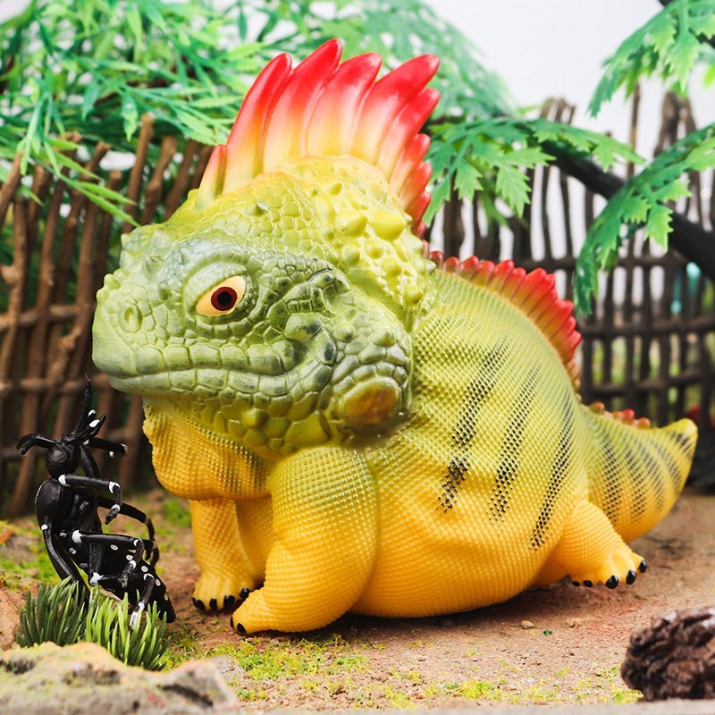 เด็กความรู้ความเข้าใจจําลองอินเทรนด์เล่น Lizard สัตว์รุ่นสีเขียว Iguana Maned Lizard Sea Iguana Vent