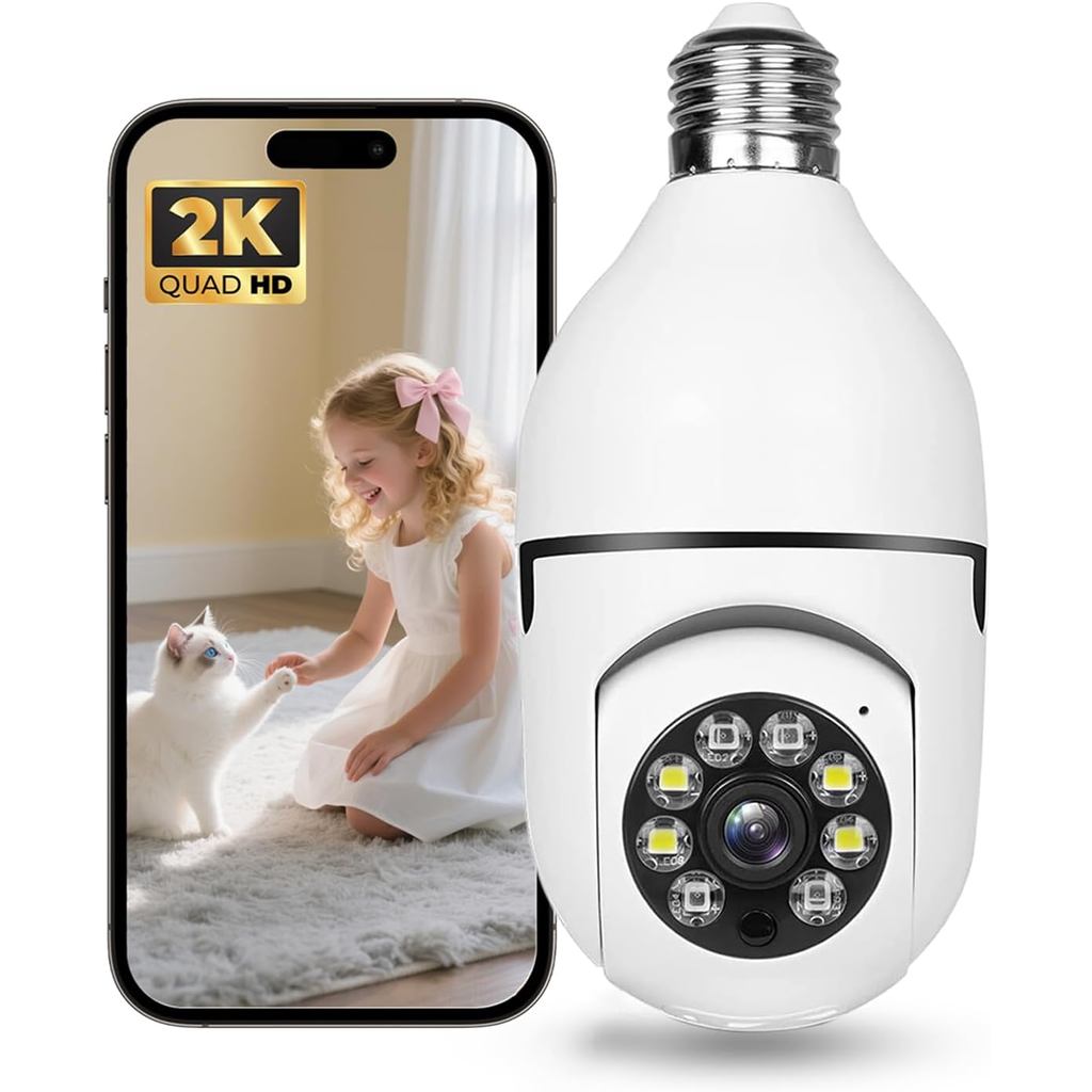 กล้องรักษาความปลอดภัยหลอดไฟ Hawkray -5G& 2.4GHz WiFi 2K 3MP กล้องรักษาความปลอดภัยไร้สายการตรวจจับการ