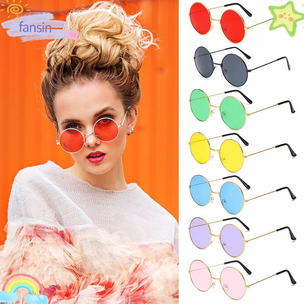 FANSIN แว่นกันแดดโลหะแฟชั่น Hippie Party Circle Glasses