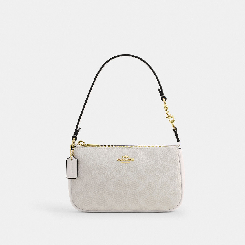 Coach CW426 Nolita 19 In Signature Canvas (IMXU5) กระเป๋าคล้องมือผู้หญิง สี Im/White/Chalk