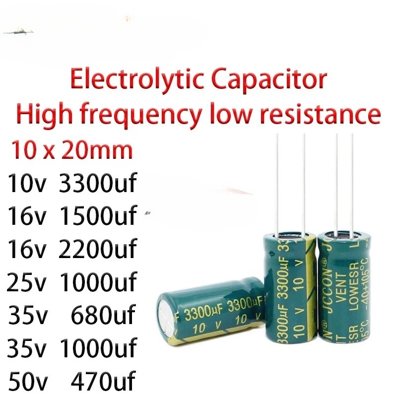 10x20 มม. 10v3300uf 16v1500uf 16v2200uf 25v1000uf 35v680uf 35v1000uf 50v470uf ความถี่สูงความต้านทานต