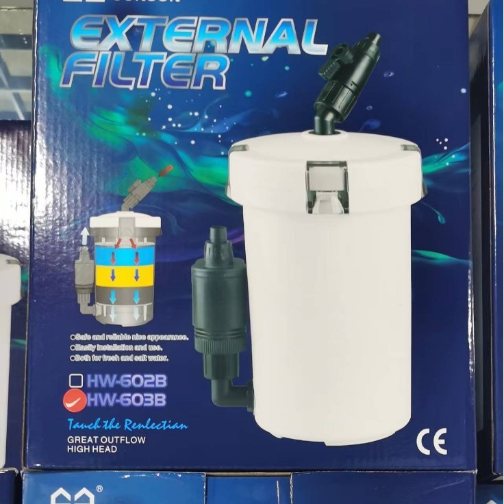 HW-604 ถังกรองโปร่งใสด้านหน้า HW-603 ถังภายนอก 602 ตัวกรองตู้ปลา Jialu EW-604 ตลับหมึก