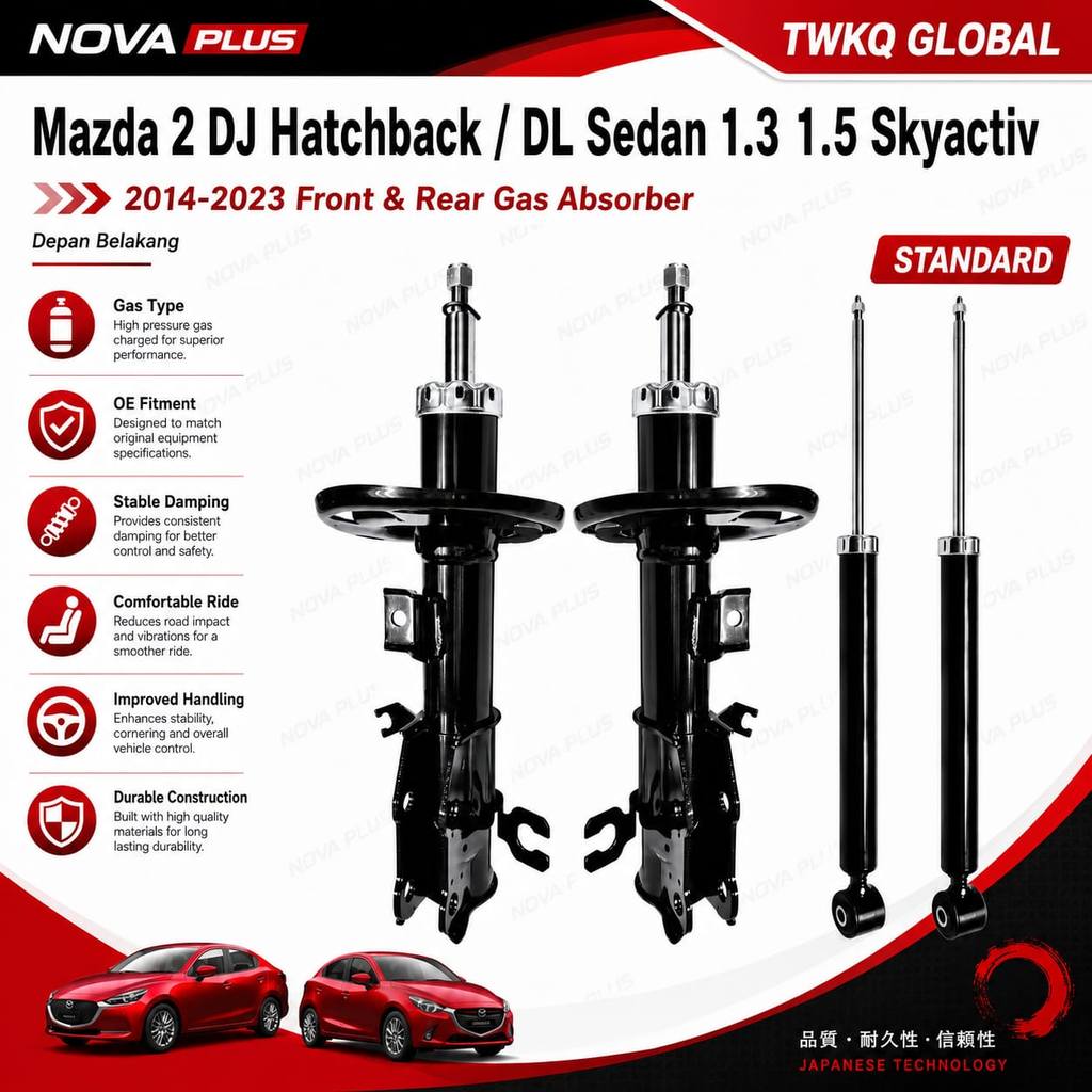 Mazda 2 DJ Hatchback DL Sedan 1.3 1.5 2014-2023 NOVA PLUS โช้คอัพแก๊สหน้าและหลัง