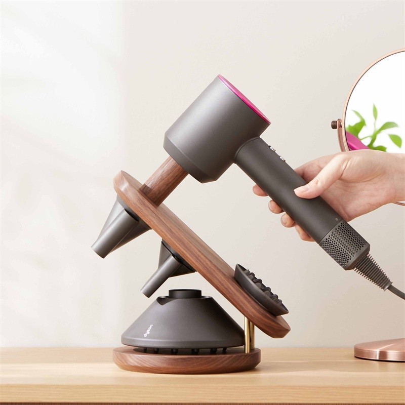 Hair Dryer Holder Wall Mount for Dyson Supersonic Hair Dryer Storage Rack Walnut Beech Wood Hair Dry