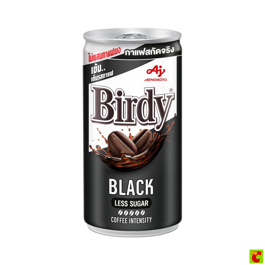 เบอร์ดี้ กาแฟปรุงสำเร็จพร้อมดื่ม แบล็คโลว์ชูก้า แบบกระป๋อง 170 มล.