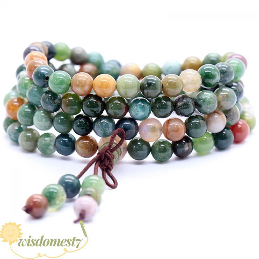WISDOM 108 ลูกปัดทิเบตพุทธ Bless กําไลข้อมือ Moss Mala