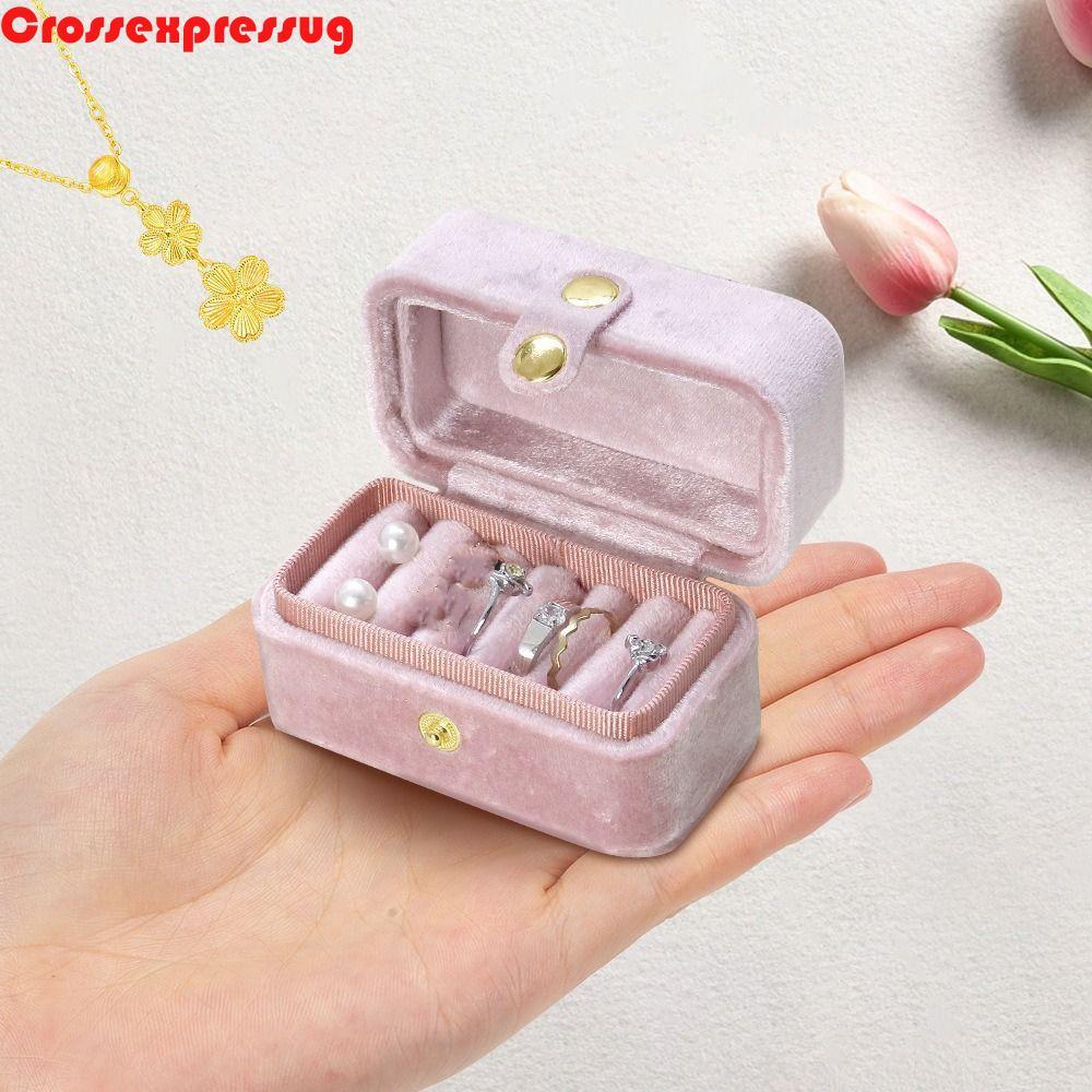 VORTEX Mini Ring Storage Box, Jewlery Organizer กล่องแหวนกํามะหยี่ประณีต, Simple Retro Ear Studs Cas