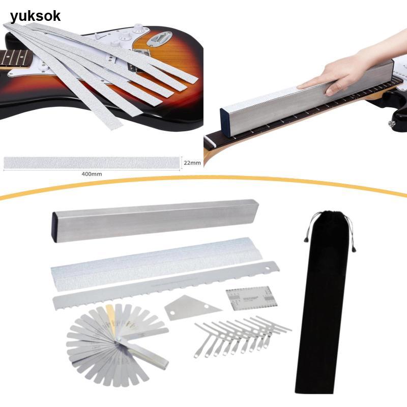 [yuksok] เครื่องมืออลูมิเนียม Fret Leveler Beam Feeler Gauge คอหยักขอบตรงสําหรับ Live