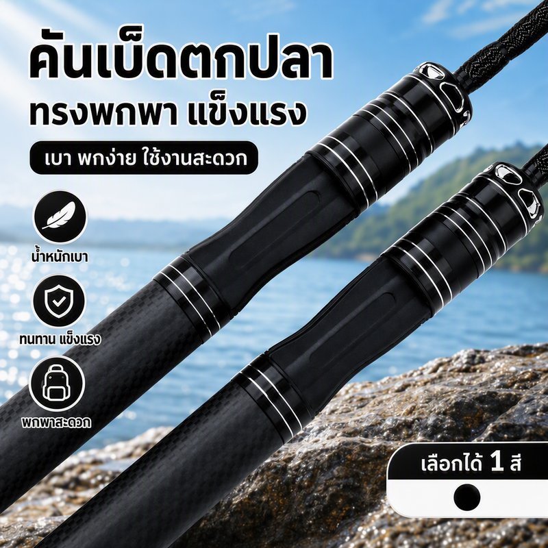 COD คันเบ็ดตกปลาจิ๋ว 34cm พับได้สั้น พกพาสะดวก คันสั้นตกเหยื่อปลอม สปิน สำหรับตกปลาเล็ก แบบยืดหด