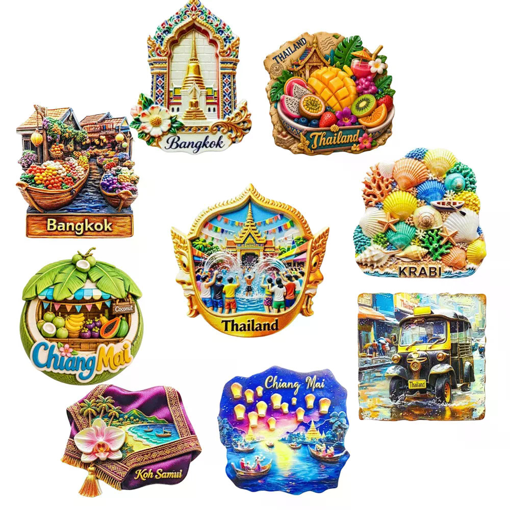 Asia Thailand Bangkok เชียงใหม่ Koh Samui Etc แม่เหล็กติดตู้เย็น 3D การท่องเที่ยว ของที่ระลึกตู้เย็น