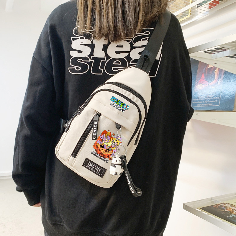 Minecraft Boy Messenger Bag MC Cartoon Trend Cool Shoulder Bag Boy Handsome Childrens Bag Primary Sc