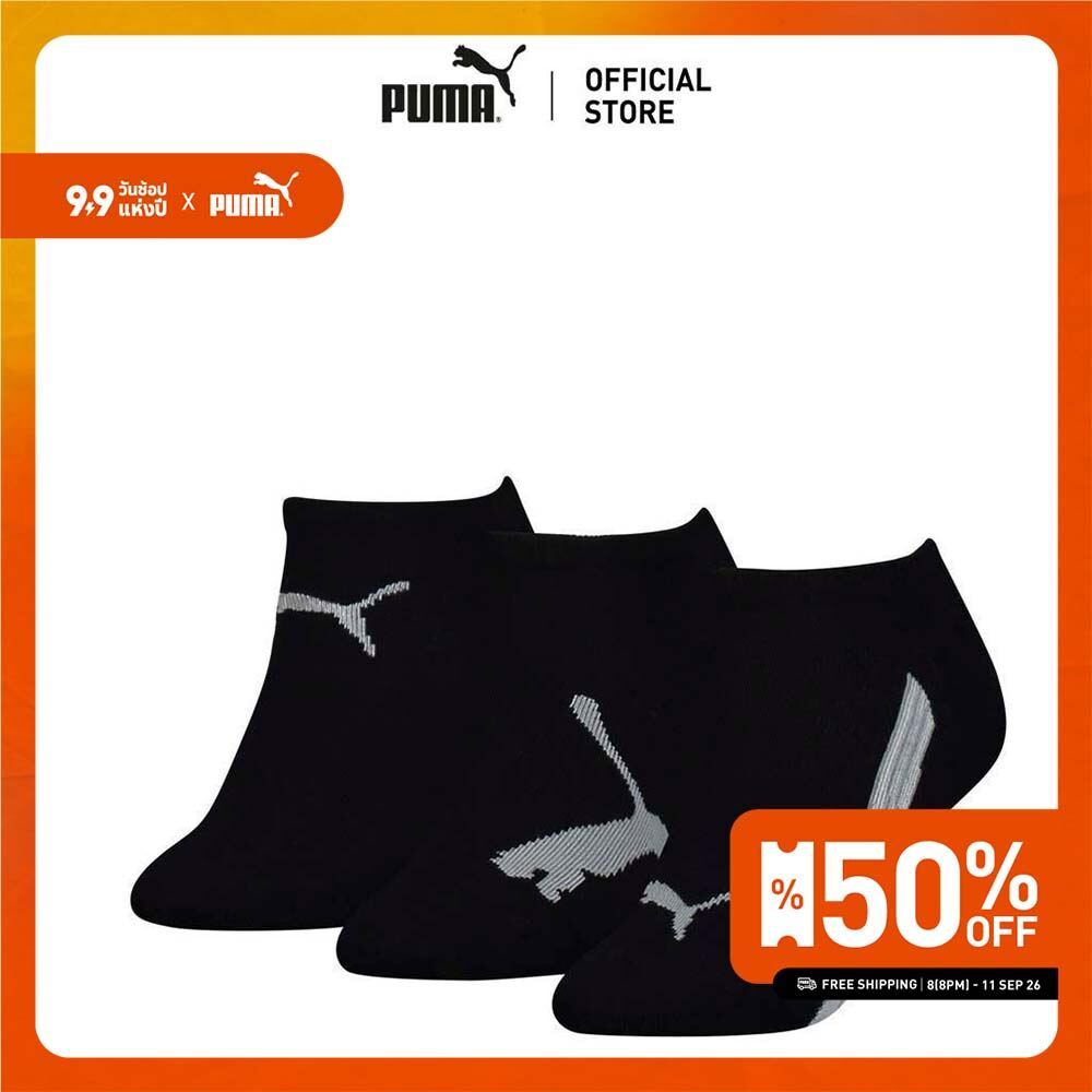 PUMA SOCKS - ถุงเท้า PUMA สำหรับรองเท้าผ้าใบเด็กแพ็ค 3 คู่ สีดำ - 93569002
