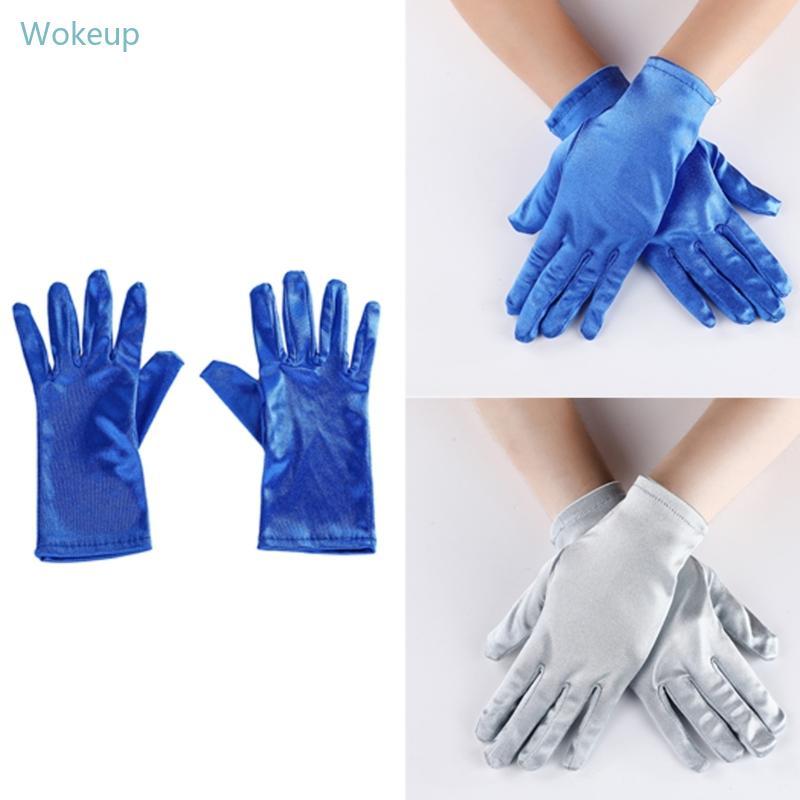 WOKE ถุงมือสั้นสั้นสําหรับผู้หญิงถุงมือโอกาสอย่างเป็นทางการถุงมือความยาวข้อมือพิธี Evening Dancepart