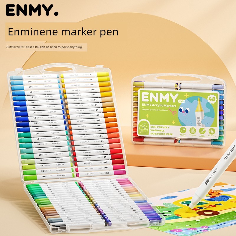ปากกามาร์คเกอร์ สีเมจิก ENMY ปากกามาร์กเกอร์โพรพิลีนสำหรับนักเรียนชั้นประถมศึกษาสามารถล้างได้สีไม่ซึ