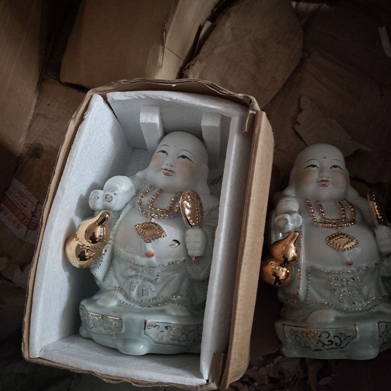 Eighty-Nine สิบปี Jingdezhen เก่าโรงงานสินค้าถุงผ้าพระ Maitreya พระพุทธรูปความสูงประมาณ 20 ซม.เก่า P