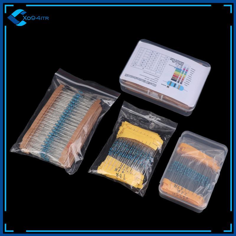 XOITR 300/600PCS 1/4W ชุดต้านทานฟิล์มโลหะ 1% 0.25W ตัวต้านทานชุด 10Ω ~ 1MΩ ความต้านทานแหวนสีชุดอิเล็