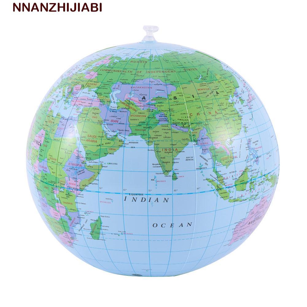 NANZHIJIABI Inflatable Giant ของขวัญภาษาอังกฤษ Beach Ball การศึกษา 40 ซม. PVC Earth World Map