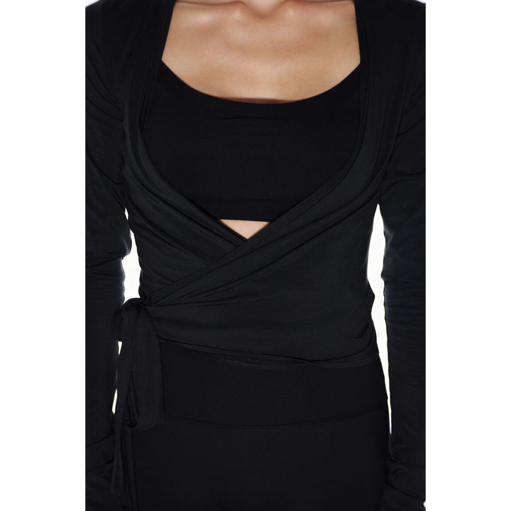 H&M(เอชแอนด์เอ็ม) เสื้อครอปแบบพันผ้าสปอร์ตผ้าโมดัล Women Sports wrap top in modal 1294765_5