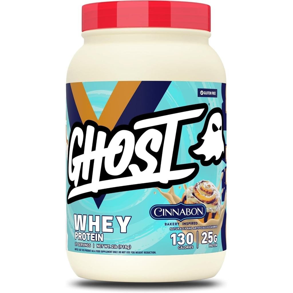 GHOST Whey Protein Powder, Cinnabon - 2LB, 25G of Protein - Cinnamon Roll Flaored Isolate, Concentra