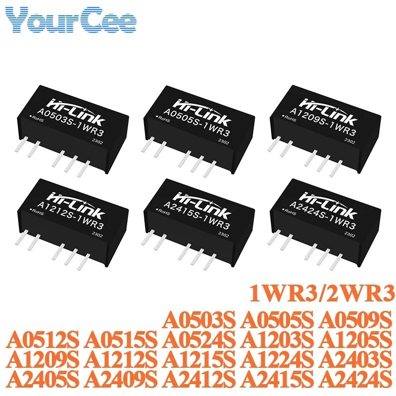 1W 2W DC-DC โมดูล 5V 12V 24V ถึง ±3.3V 5V 9V 12V 15V 24V Isolated Unreglated เอาต์พุต A0505S A0509S 