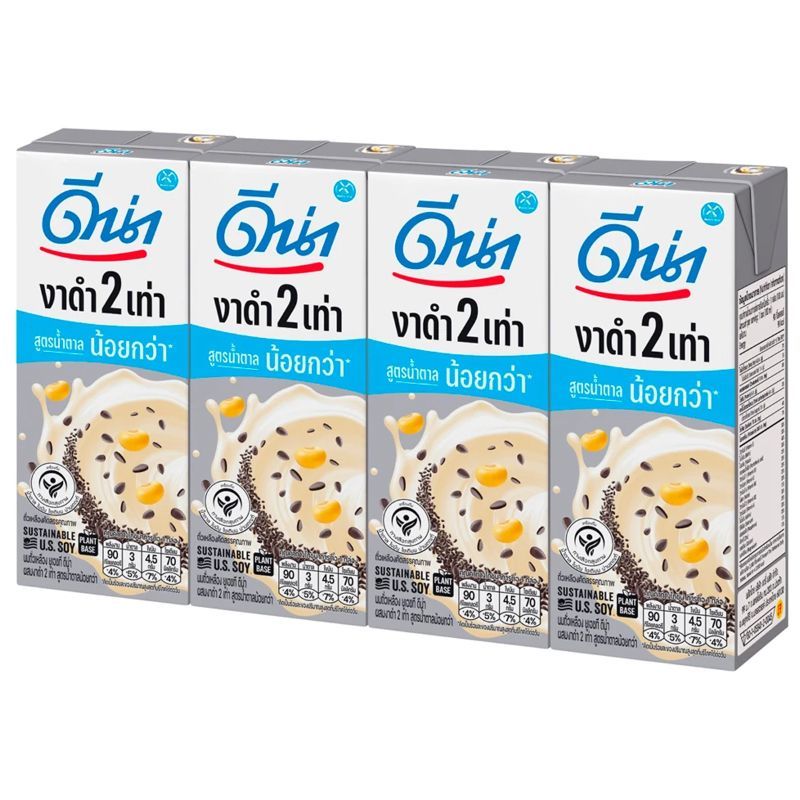ดีน่านมถั่วเหลืองยูเอชทีน้ำตาลน้อยไขมันต่ำ 180มล. แพค 4 DNA UHT Soy Milk Black Sesame Low Sugar 180ml. Pack 4