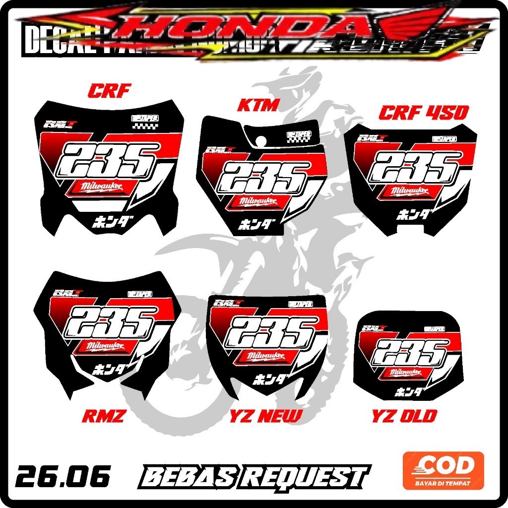 สติ๊กเกอร์หมายเลขสติ๊กเกอร์ crf,ktm,yz,rz,klx,rbt yz เก่า, แผ่นหมายเลขสติ๊กเกอร์