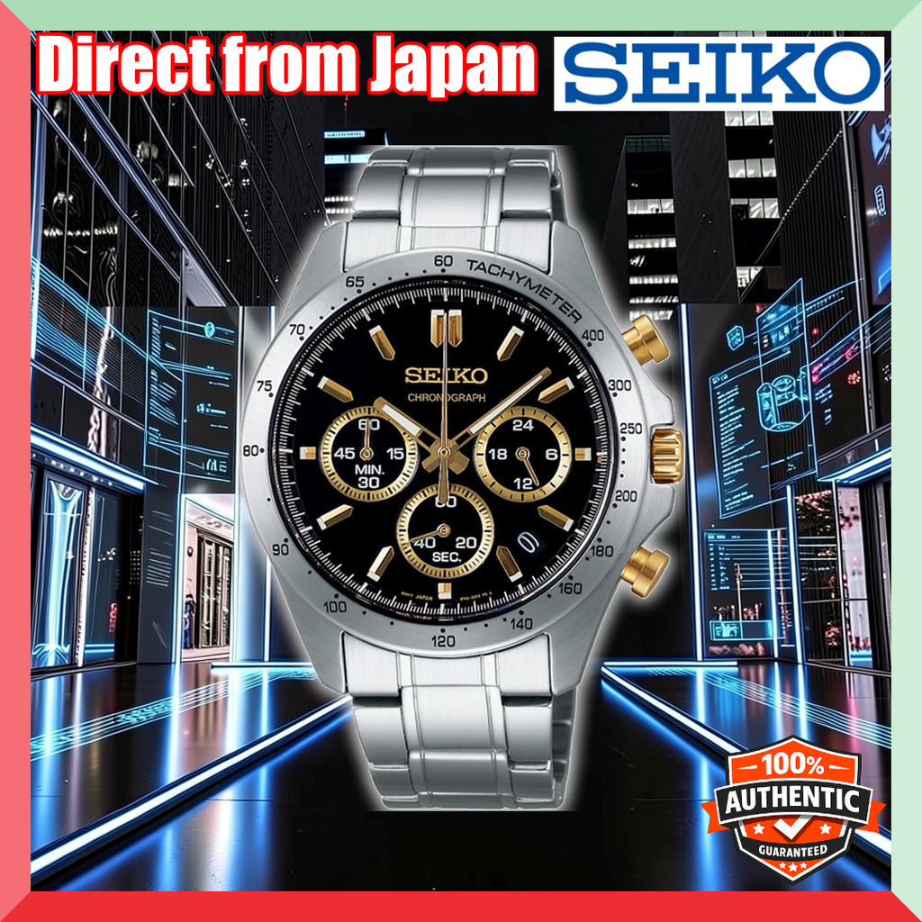 [Seiko] SEIKO 1/5 Second Chronograph Quartz Wristwatch for Men SBTR015 Black x Gold [Domestic Genuin