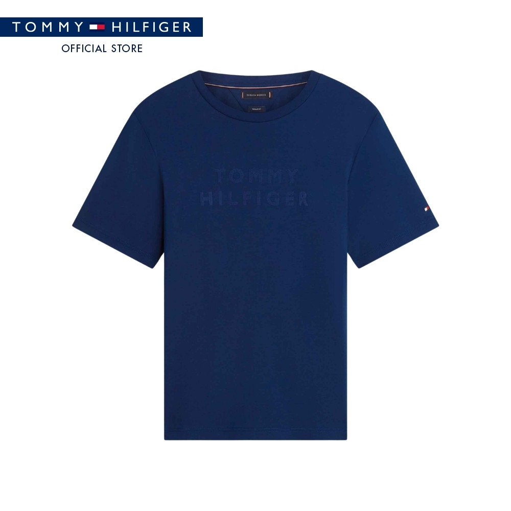 Tommy Hilfiger เสื้อยืด ผู้ชาย รุ่น MW0MW42380 DCC - สีน้ำเงิน ทรง Regular