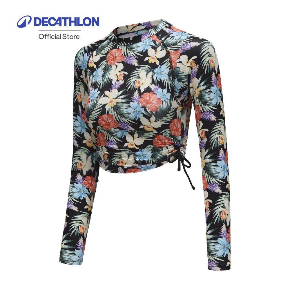 Decathlon Women'S Long Sleeve UV-Protection Surfing Top เสื้อโต้คลื่นแขนยาวผู้หญิง รุ่น 100 Sunny Glory - Black