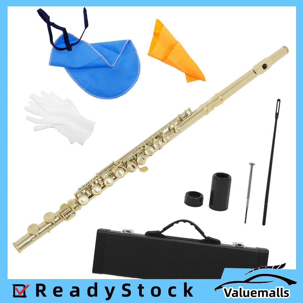 valuemalls-th SLADE Western Concert Flute Cupro Nickel Nickel Plated 16 Holes C Key Woodwind Instrum