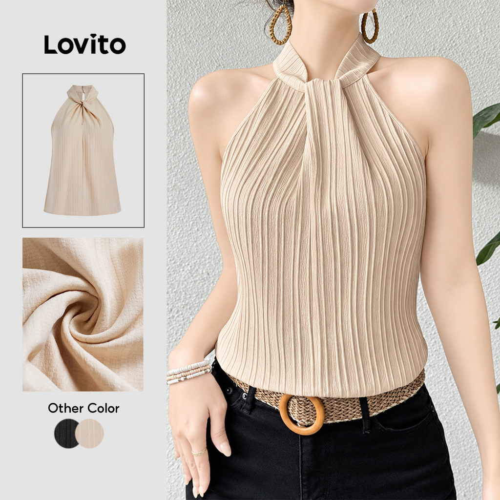 Lovito แคชชวล เสื้อกล้ามปมธรรมดาสําหรับผู้หญิง L131ED556