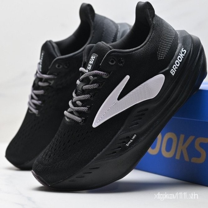 รองเท้าวิ่ง Brooks Glycerin Max สีดําและสีขาวพร้อมกันกระแทกมาราธอนและพื้นรองเท้าหนา