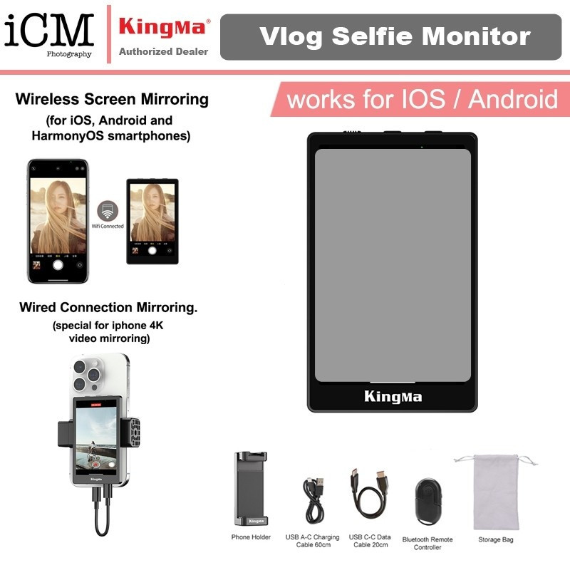 KingMa Selfie Monitor หน้าจอแม่เหล็ก Vlogging PH01Max Mount Kit สําหรับโทรศัพท์มือถือTH99 PQQF